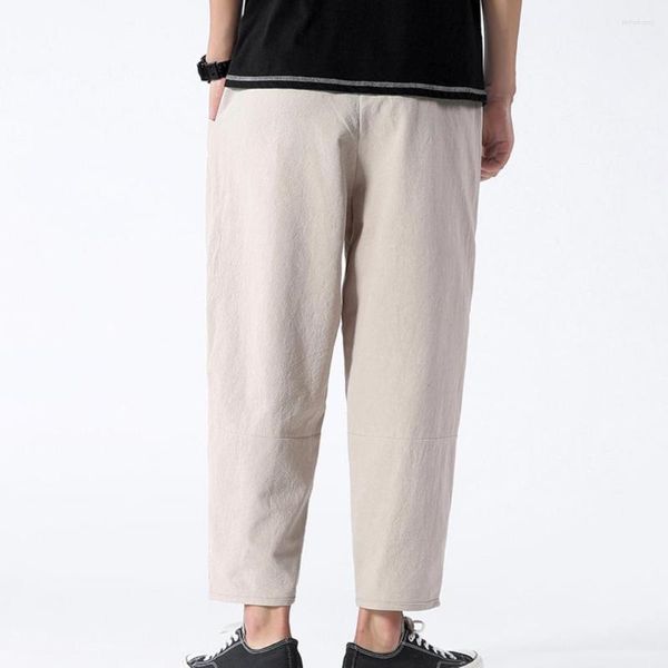 Pantalones de hombre Pantalones de hombre de ajuste relajado Casual Versátil Cintura elástica Cordón Cómodo Suelto Grande para