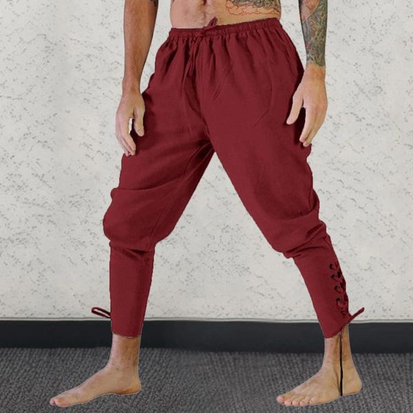 Pantalons pour hommes Rétro Hommes Pantalons Mâle Confortable Élégant Gothique Leggings Avec Cordon Pantalons Vêtements Pour Garçons Pantalones Hombre