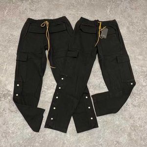 Pantalones de hombre Rhude 21 otoño invierno cordón herramientas de una sola botonadura calle principal hombres y mujeres amantes del mismo estilo versátil personalizado casual