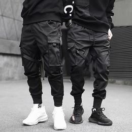 Herenbroeken linten harem joggers mannen vracht streetwear 2023 hiphop casual zakken track mannelijke harajuku mode broek 230107