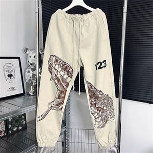 Pantalon masculin RRR123 Guard Python Print High Street Drawcord 1 et Women's Sports Abricot Taille 2 3 230811