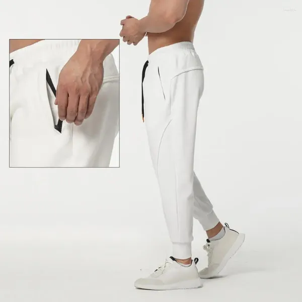 Pantalones deportivos holgados para correr para hombre, con bolsillos laterales con banda en el tobillo, cintura elástica con cordón para entrenamiento de gimnasia y trotar suaves