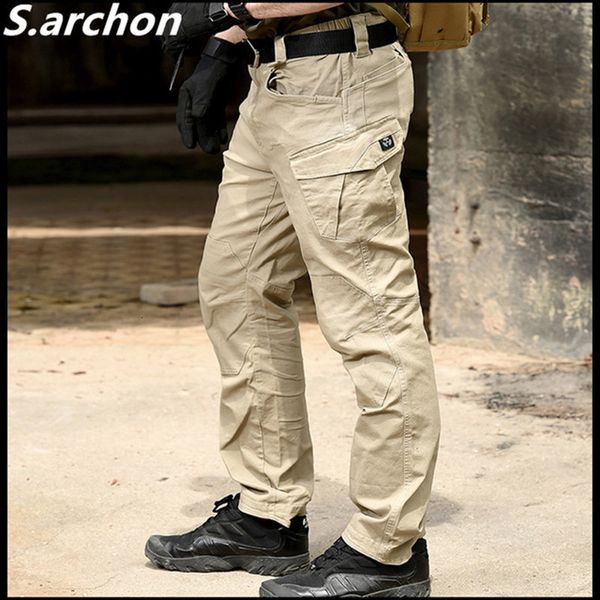 Pantalones de hombre S.archon SWAT Combat Military Tactical Pants Men Large Multi Pocket Army Cargo Pants Casual Cotton Security Bodyguard Trouser 230422