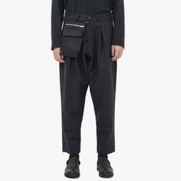 Pantalon pour homme S6XL Poche pour homme exposé design décoratif pantalon de neuf minutes japonais simple noir petit pied pantalon automne et hiver 221119
