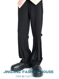 Pantalons pour hommes S6XL SpringSummer Fashion Pantalon décontracté avec structure plissée noire pour hommes et femmes 221119