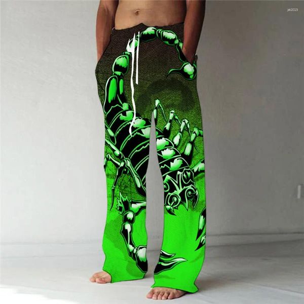 Pantalones de hombre Pantalones rectos de escorpión Estampado 3D Diseño de cordón elástico Bolsillo frontal Estampados gráficos de animales de playa Comodidad YK2