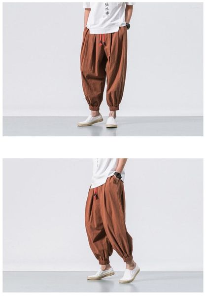 Pantaloni da uomo Articoli stagionali Primavera Uomo Harem allentato Pantaloni sportivi sovrappeso in lino cinese Pantaloni casual da uomo di alta qualità