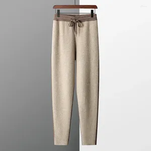 Herenbroeken die kasjmier-leggings verkopen, hoogwaardige kleuraanpassing, gebreid, casual, comfortabel, lang, breed