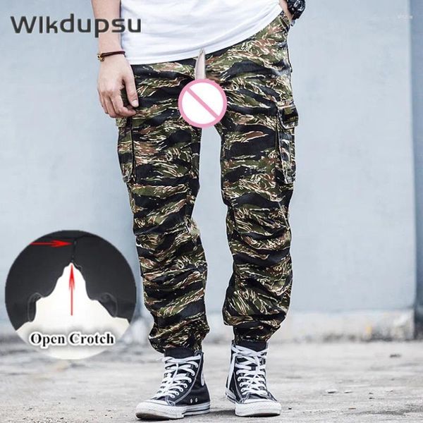 Pantalon masculin invisible doubles fermetures à glissière ouverte camouflage camouflage masculin de survêtement militaire vêtements tactiques harajuku