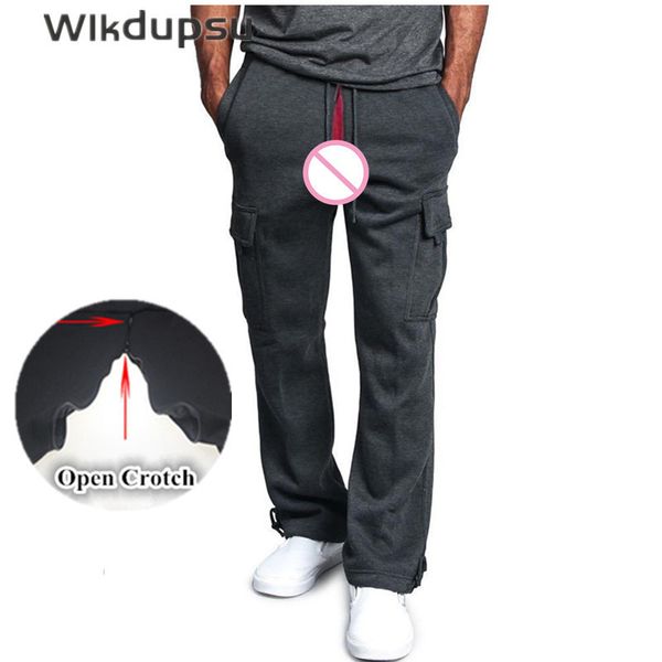 Pantalons pour hommes Sexy Invisible Double fermetures à glissière pantalon à entrejambe ouvert pantalon de survêtement hommes Cargo pantalon de survêtement homme vêtements de sport pantalon masculin vêtements de sexe en plein air 230831