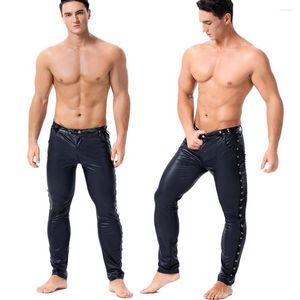 Herenbroeken, sexy mannen, glanzend kunstleer, hoge elastische strakke broek, skinny legging, potlood fetish, clubkleding