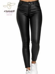 Pantalones para hombres Sexy PU de cuero de cuero de cintura alta flaco lápiz elástico push up polainas deporte fitness pantalones streetwear s3xl 231216