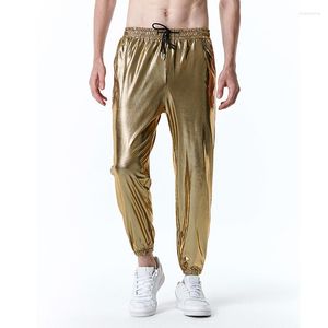 Pantalons pour hommes brillant or enduit métallique Jogging pantalons de survêtement hommes élégant 70 s Disco discothèque spectacle Hip Hop Streetwear Sport 3XL