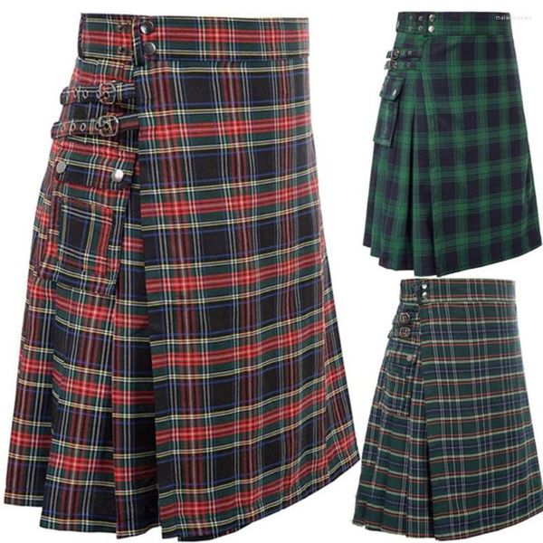 Pantalones de hombres Falda corta Tarra alta tradicional Tartán Práctico Hombres de alta calidad Faldos de carga gótica Vintage Cargo Vintage Kilts