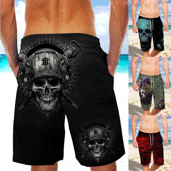 Pantalones cortos para hombre, pantalones cortos con estampado de calavera en 3D para hombre, pantalones cortos de secado rápido para gimnasio, pantalones cortos informales para correr, baloncesto, pantalones cortos tipo cargo, ropa de playa, bañadores, pantalones deportivos 0915H