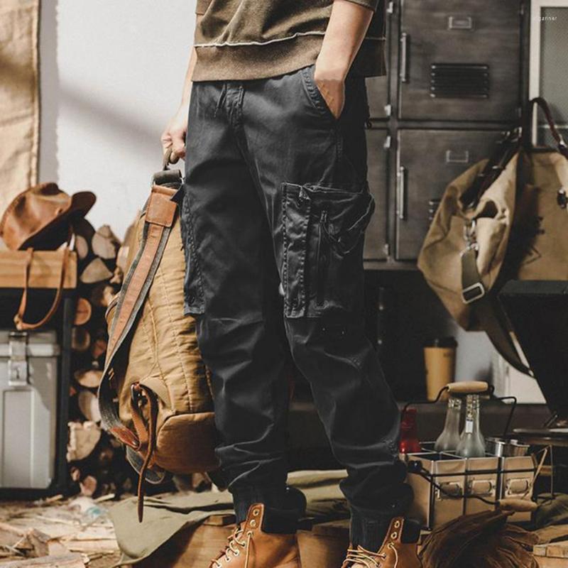 Pantaloni da uomo Polsini restringibili Pantaloni lunghi Versatile Cargo Elastico in vita Tasche multiple Pantaloni stile hip-hop per tutti i giorni