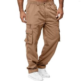 Herrenhose, Seitentasche, für Herren, Cargo, Outdoor, solide, Stretch-Taille, lässig, gerade Passform, Sport, Basic, weich, Frühling, Herbst, Party, entspannt