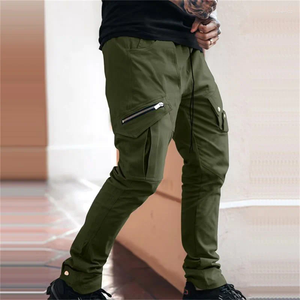 Pantalons pour hommes Poches latérales Cargo Zipper Noir Hip Hop Casual Male Joggers Pantalon Mode Streetwear