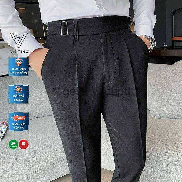 Pantalon homme Sidetab pantalons décontractés pantalon de bureau taille haute pour homme avec tissu fuselé noir VINTINO QL J230918