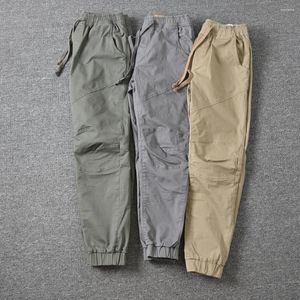 Pantalons pour hommes Simple Hommes Cargo Skinny Cordon Sportif Couleur Pure Vintage