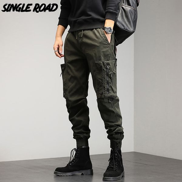 Pantalons pour hommes Single Road Mens Cargo Pants Hommes Techwear Baggy Button Hip Hop Mode Joggers Pantalon Homme Streetwear Casual Pantalon Hommes 230310