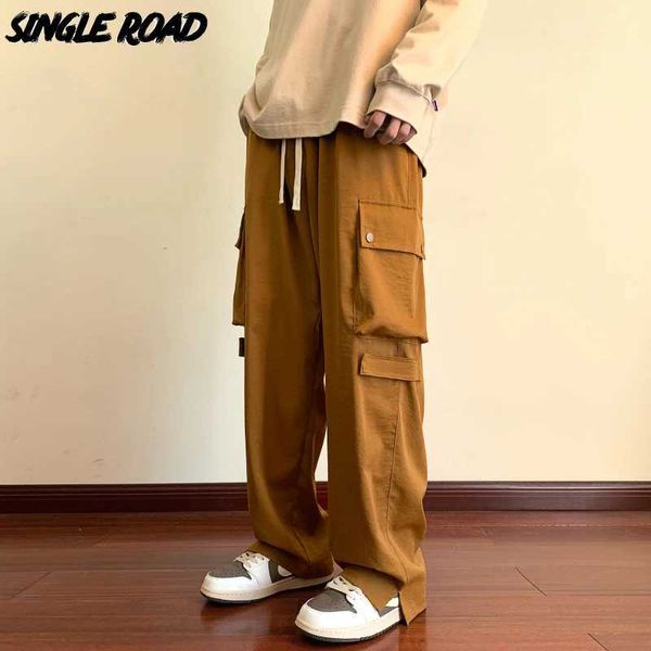 Pantalones para hombres Single Way Mens Freight Pants Mens 2023 Y2K Bolsos laterales Bolsas de hip-hop Joggers Ropa de calle japonesa Harajuku Pantalones casuales Mensl2405