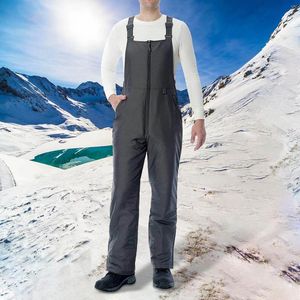 Herenbroek ski -pak mannelijke slanke rechte been sneeuw waterdichte werkkleding rits soild soild dikke long jumpsuit verstelbare riem