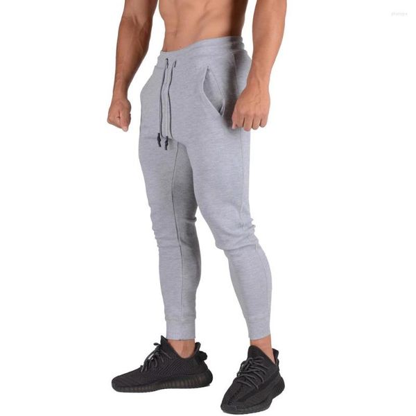 Pantalones para hombres Joggers ajustados Pantalones de chándal Hombres Culturismo Pantalones de algodón ocasionales Gimnasio masculino Fitness Correr Entrenamiento deportivo Pantalones de chándal sólidos