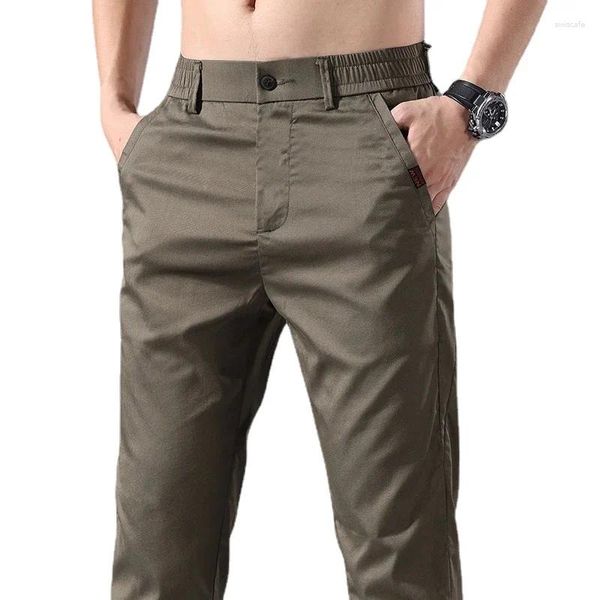 Pantalon pour hommes Slim Fit 2024 Summer Youth Business Casual Thin Ice Silk Classic Office Brand
