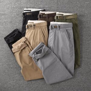 Pantalons pour hommes Couleur unie Automne Casual avec ceinture Mode Lâche Spring Cargo Outdoor All Match