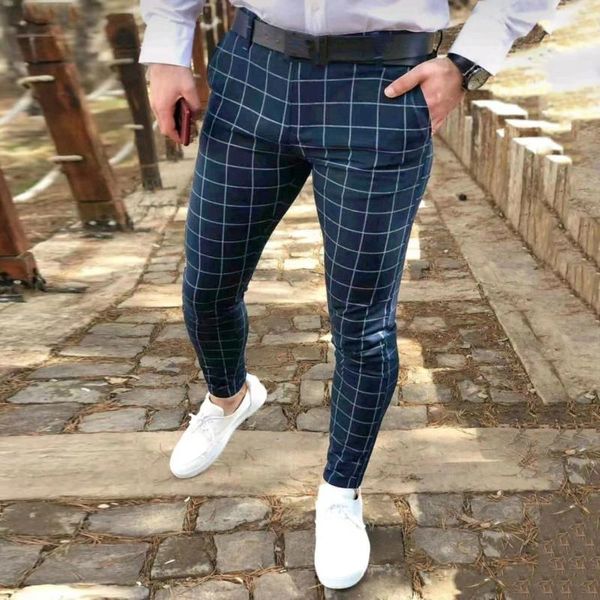 Pantalones para hombres Color sólido Moda Inglaterra Viento Calf Cuatro estaciones Cómodo Casual Pantalón formal Ropa de calle suave