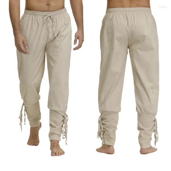 Pantalon pour hommes, couleur unie, Leggings à lacets, décontracté, Harlan, Costume de Sport, pantalon de Pirate, printemps et été