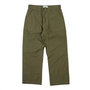 Herenbroeken Solid kleur losse rechte pijten Heren Amekaji Safari-stijl Casual broek Vintage broek Men 230512