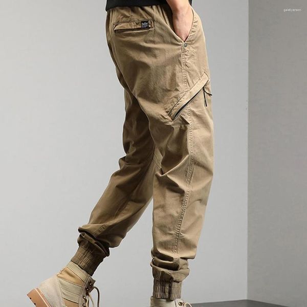 Pantalon pour hommes Couleur unie Hommes Respirant Taille moyenne Cargo avec cordon élastique à la cheville Coupe ample Plusieurs poches