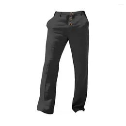 Pantalons pour hommes couleur unie hommes pantalons décontractés confortables avec poches renforcées pour le travail coutures de poche de voyage
