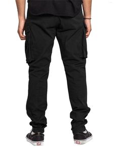 Herenbroek Effen Kleur Heren S Cargo Met Meerdere Zakken Loose Fit Trekkoord Jogger Joggingbroek Voor Casual Streetwear Broeken