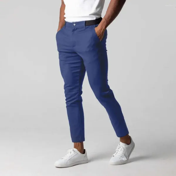 Pantalones de hombre de color sólido Slim Fit formal de negocios con bolsillos de cintura elástica pantalones largos para un estilo cómodo