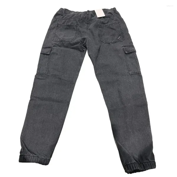 Pantalon pour homme Pantalon de couleur unie Rétro Streetwear Cargo avec bande élastique à la cheville Multi poches Tissu doux et respirant pour grande taille