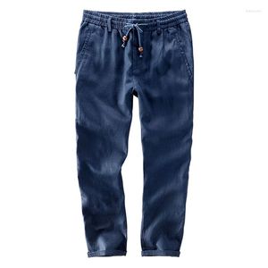 Pantalon homme espagne Style Suehaiwe's Brand Designer cheville longueur lin hommes solide pantalon décontracté 40 taille lâche Pantalon Hombre