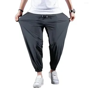 Pantalon masculin Sport des hommes de la soie glace de la cheville lâche poches à cordon pantalon pantalon élastique gym de gym