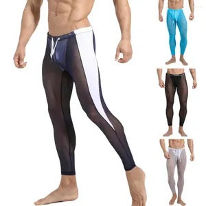 Pantalon masculin sport maill ultra-mince doux respirant élastique veille à cramps à cordon de taille solide