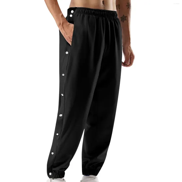 Pantalon masculin pantalon joggers joggeurs bouton déchirer la mode à rayures en train de basket-ball hip hop.