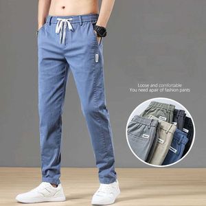 Pantalones para hombres primavera 2023 pantalones para hombres edición clásica algodón de algodón puro moda de color sólido de longitud completa jeans casuales jeans mensl2404