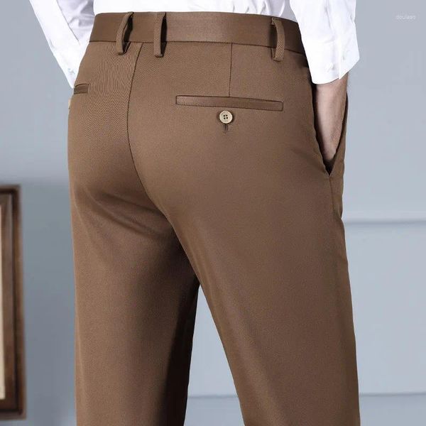 Pantalones de hombre Primavera 5 colores Ropa de moda Negocios Rectos Ropa de trabajo clásica Pantalones Café Albaricoque Gris Verde militar