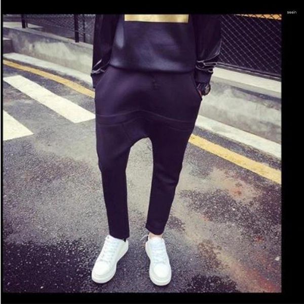 Pantalones para hombres Primavera y otoño Casual Deportes Entrepierna Pierna pequeña Hip Hop Harem de gran tamaño