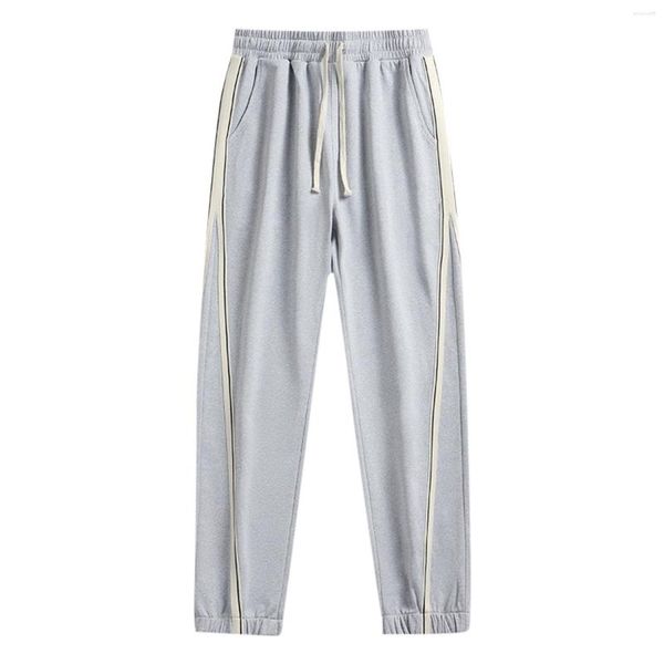 Pantalon homme printemps et automne cordon homme pantalon taille élastique tendance ample coton lin loisirs couleur unie pantalons de survêtement