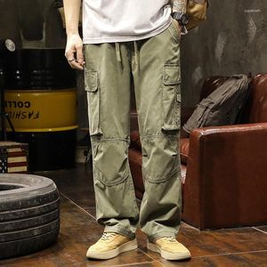 Pantalon masculin printemps et automne mode cool mince street japonais rétro baisse des bornes de grandes poches avec un été décontracté