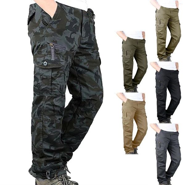 Pantalons pour hommes printemps et automne multi-sacs en plein air pur coton travail longue formation hommes technologie chaud puissance confortable