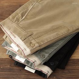 Pantalon pour hommes printemps et été américain rétro twill cargo coton pur coton lâche pantalon décontracté conique