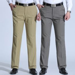 Pantalons pour hommes printemps et été marque pantalons hommes d'âge moyen mince décontracté couleur unie lâche taille haute homme pantalon 230107